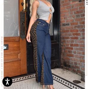Leopard Panel Blue Jeans